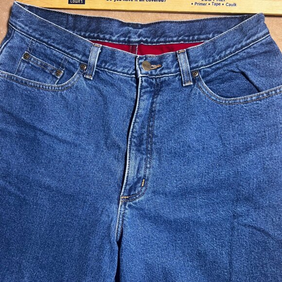 L.L. Bean Double L Relaxed Fit Women 14R Blue Denim Red Lined Winter‎ Jean (N) - Picture 6 of 8